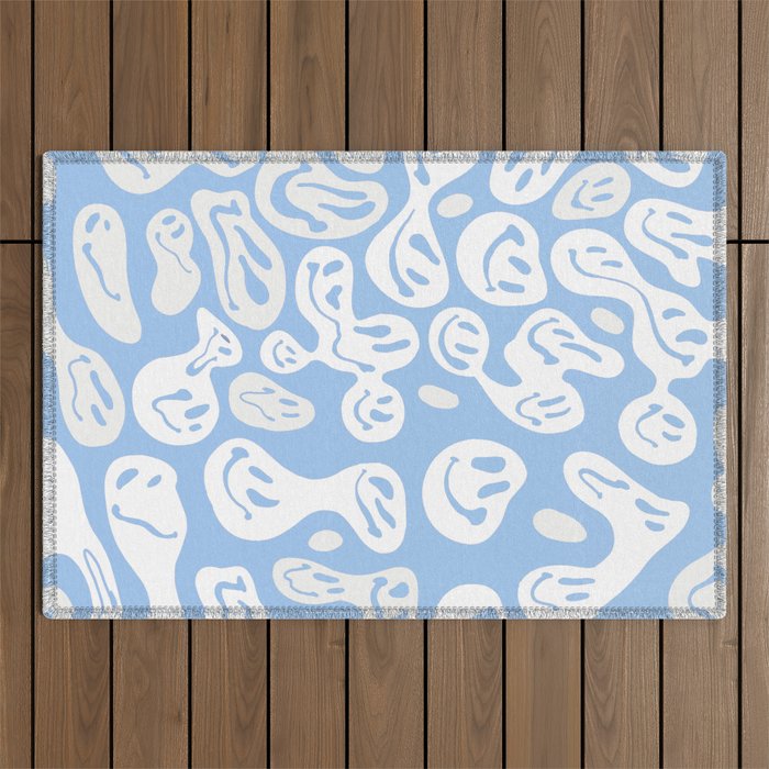Pastel Blue Dripping Smiley Outdoor Rug Gallery Image 1