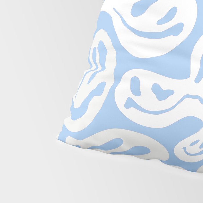 Pastel Blue Dripping Smiley Pillow Sham Gallery Image 4