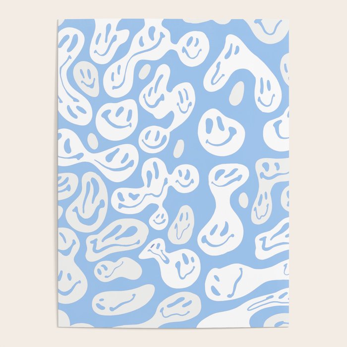 Pastel Blue Dripping Smiley Poster Gallery Image 4