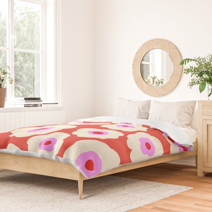 Pink, Red and White Flower Duvet Cover Gallery Image 2