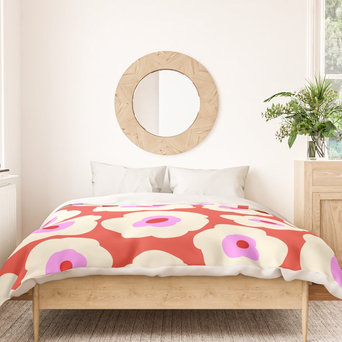 Pink, Red and White Flower Duvet Cover Gallery Image 3