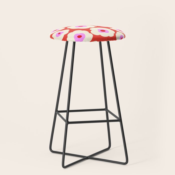 Pink, Red and White Flower Stool Gallery Image 1