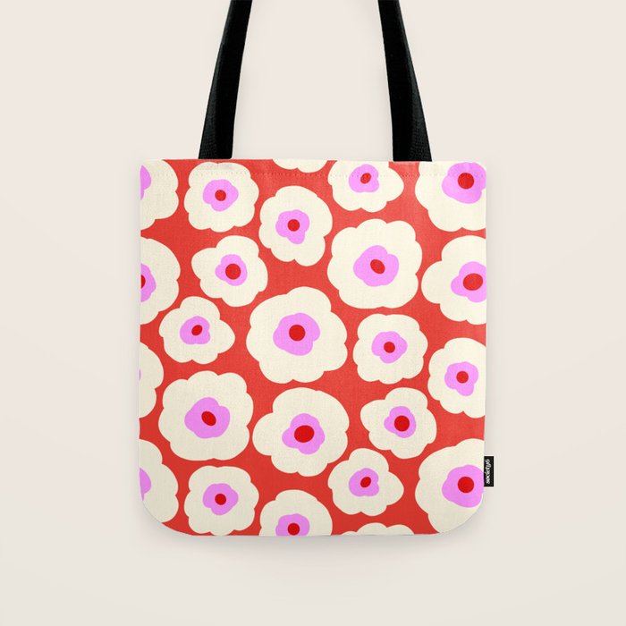 Pink, Red and White Flower Tote Bag Gallery Image 1