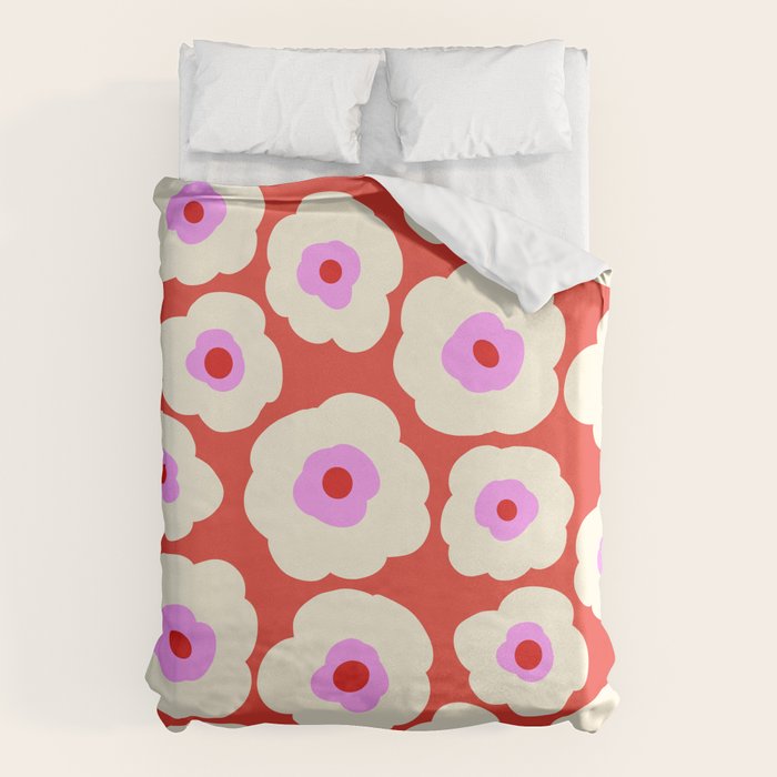 Pink, Red and White Flower Duvet Cover Gallery Image 6