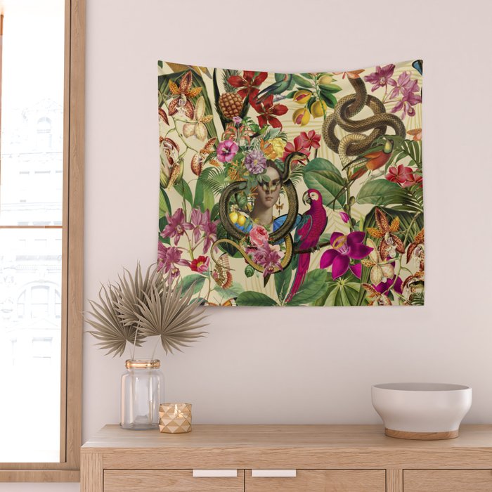 Snake Princess Tropical Jungle Vibes Multicolor  Wall Tapestry Gallery Image 2