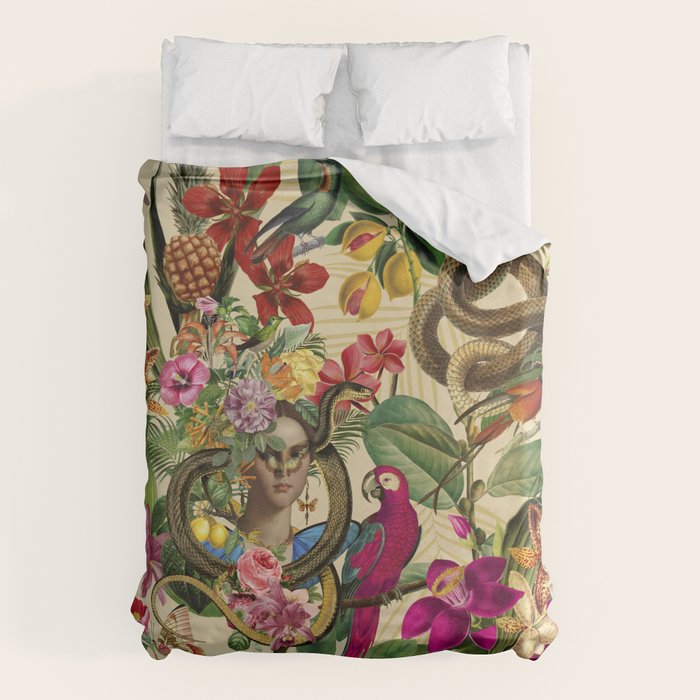 Snake Princess Tropical Jungle Vibes Multicolor  Duvet Cover Gallery Image 6