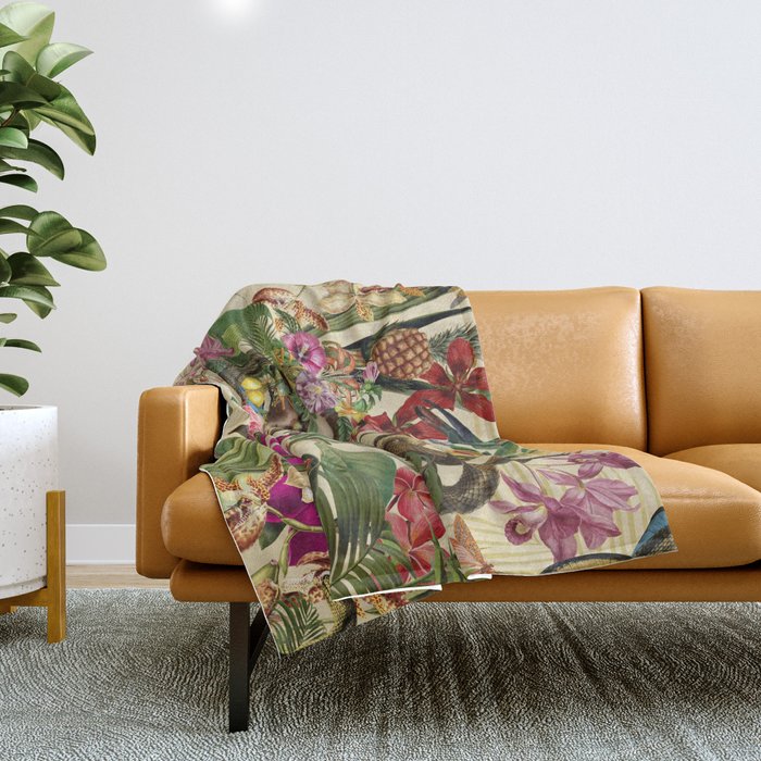 Snake Princess Tropical Jungle Vibes Multicolor  Throw Blanket Gallery Image 1
