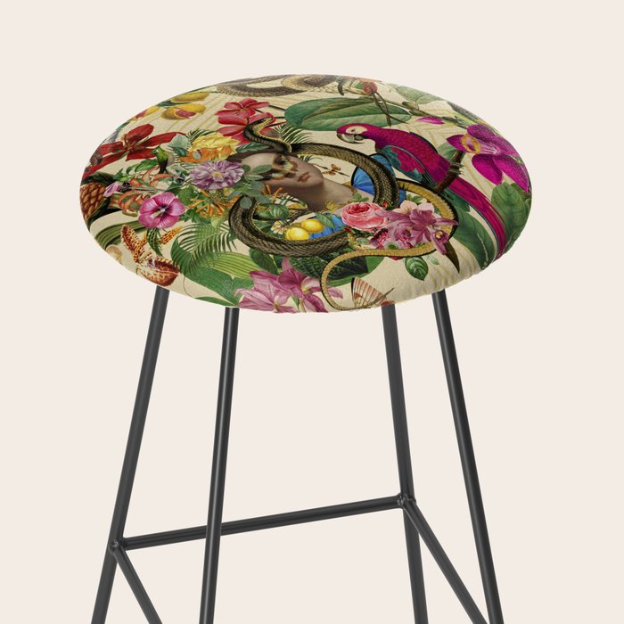 Snake Princess Tropical Jungle Vibes Multicolor  Stool Gallery Image 2