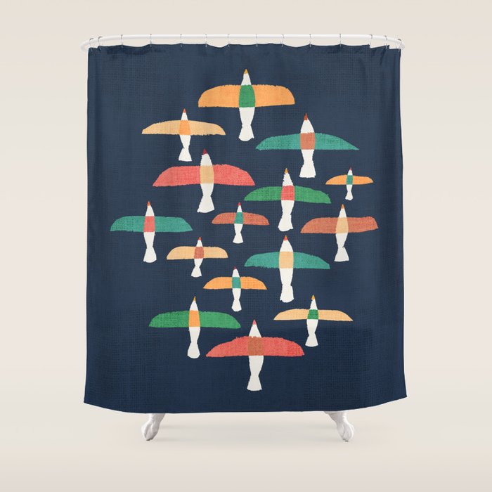 Vintage seagull Shower Curtain Gallery Image 1