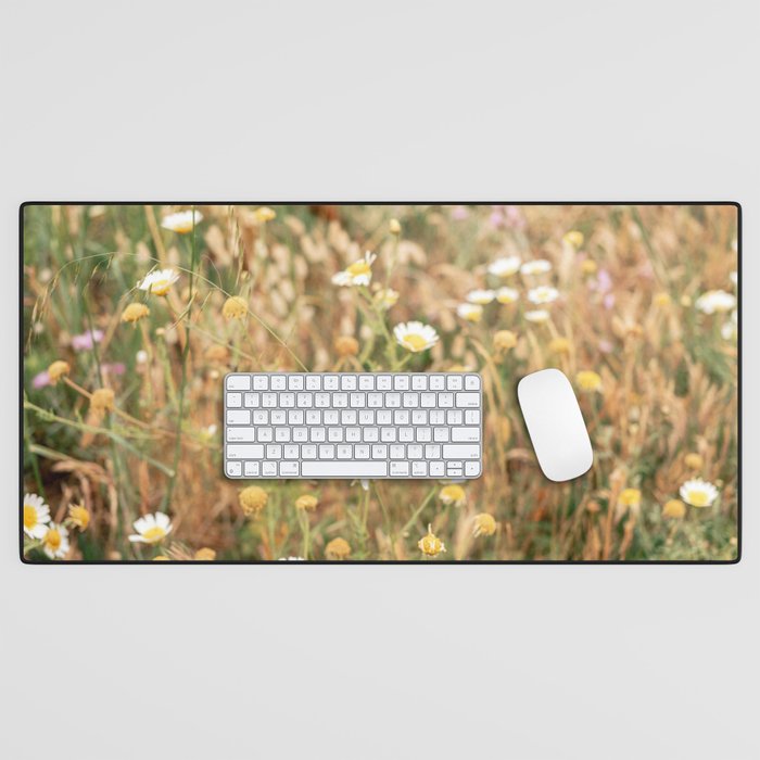 Wildflowers on the coast in Ericeira | Portugal travel photography Desk Mat Gallery Image 1