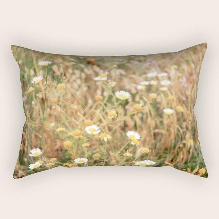 Wildflowers on the coast in Ericeira | Portugal travel photography Rectangular Pillow Gallery Image 1