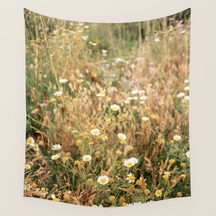 Wildflowers on the coast in Ericeira | Portugal travel photography Wall Tapestry Gallery Image 4