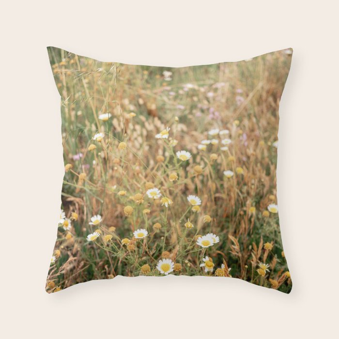 Wildflowers on the coast in Ericeira | Portugal travel photography Throw Pillow Gallery Image 6