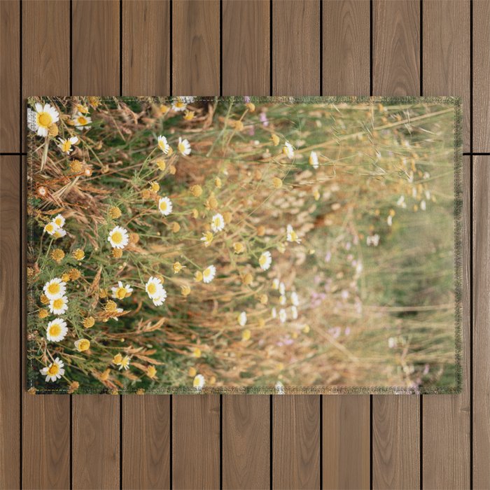 Wildflowers on the coast in Ericeira | Portugal travel photography Outdoor Rug Gallery Image 1