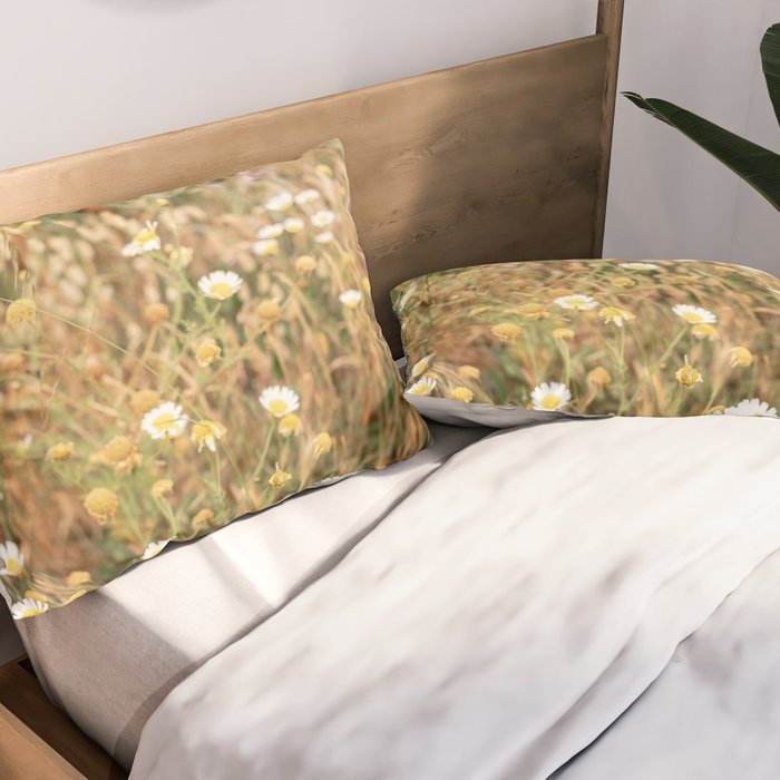 Wildflowers on the coast in Ericeira | Portugal travel photography Pillow Sham Gallery Image 2