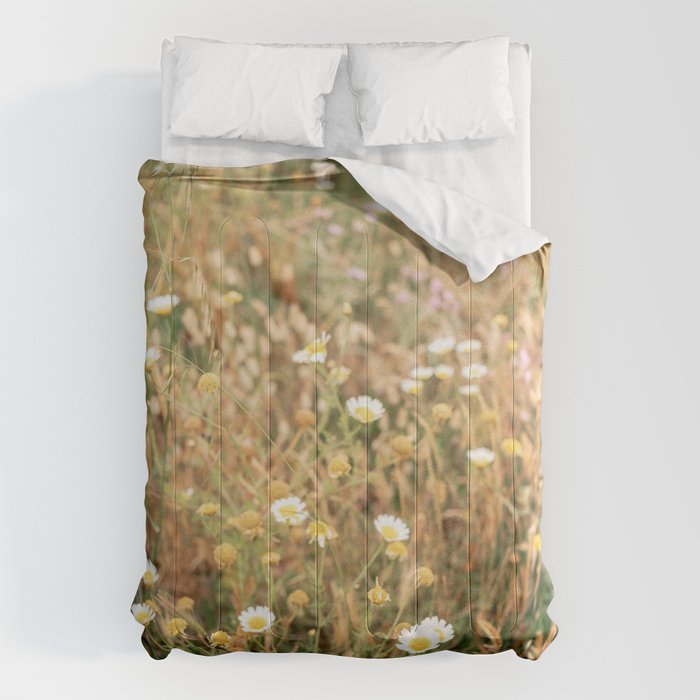 Wildflowers on the coast in Ericeira | Portugal travel photography Comforter Gallery Image 1