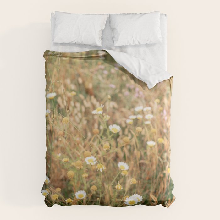 Wildflowers on the coast in Ericeira | Portugal travel photography Duvet Cover Gallery Image 1