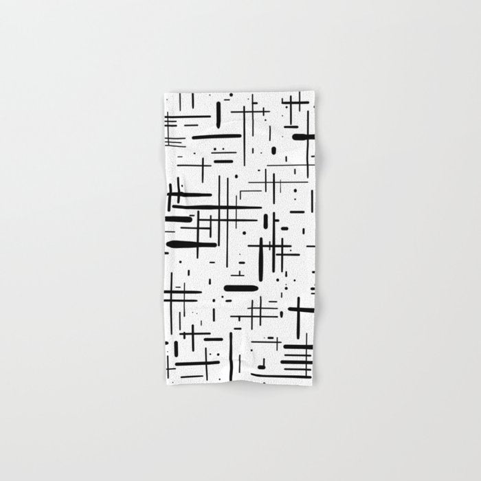 Mid-Century Modern Kinetikos Pattern Black and White Bath Towel Gallery Image 1