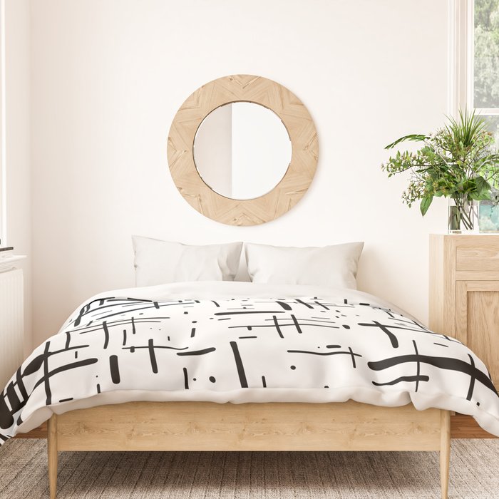 Mid-Century Modern Kinetikos Pattern Black and White Duvet Cover Gallery Image 3