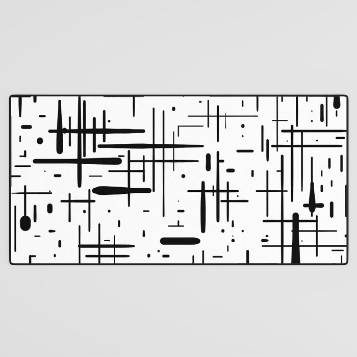 Mid-Century Modern Kinetikos Pattern Black and White Desk Mat Gallery Image 3