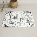 Mid-Century Modern Kinetikos Pattern Black and White Rug Gallery Image 1