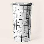 Mid-Century Modern Kinetikos Pattern Black and White Travel Mug Gallery Image 2
