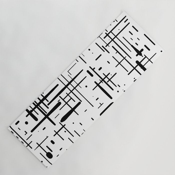 Mid-Century Modern Kinetikos Pattern Black and White Yoga Mat Gallery Image 1