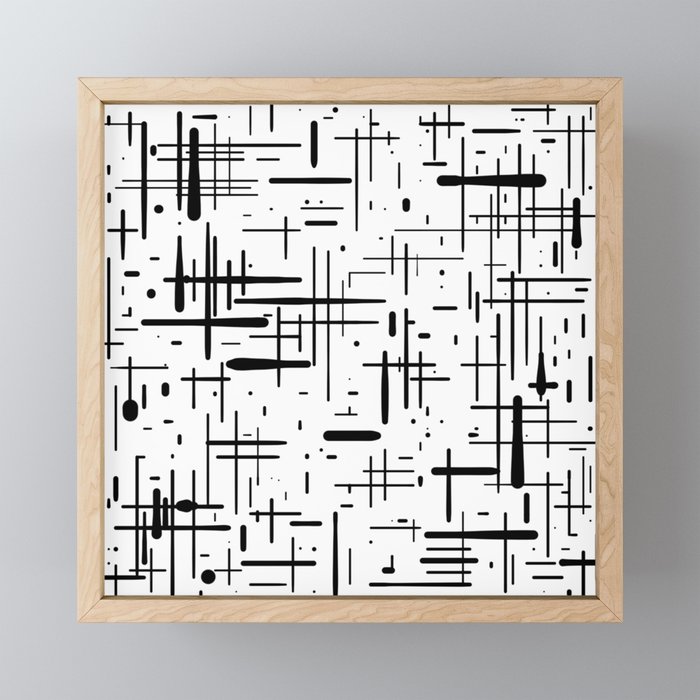 Mid-Century Modern Kinetikos Pattern Black and White Mini Art Print Gallery Image 1