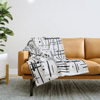 Mid-Century Modern Kinetikos Pattern Black and White Throw Blanket Gallery Image 1