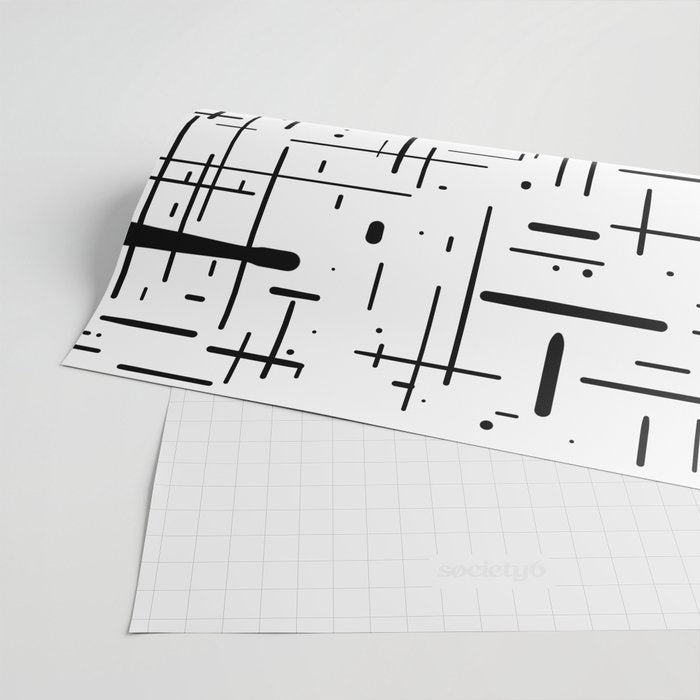 Mid-Century Modern Kinetikos Pattern Black and White Wrapping Paper Gallery Image 2