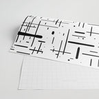 Mid-Century Modern Kinetikos Pattern Black and White Wrapping Paper Gallery Image 2