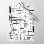 Mid-Century Modern Kinetikos Pattern Black and White Wrapping Paper Gallery Image 1