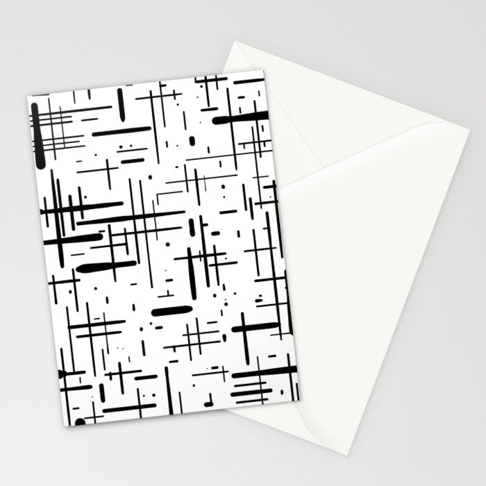 Mid-Century Modern Kinetikos Pattern Black and White Stationery Card Gallery Image 2