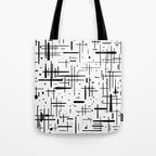 Mid-Century Modern Kinetikos Pattern Black and White Tote Bag Gallery Image 1