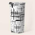 Mid-Century Modern Kinetikos Pattern Black and White Travel Mug Gallery Image 3