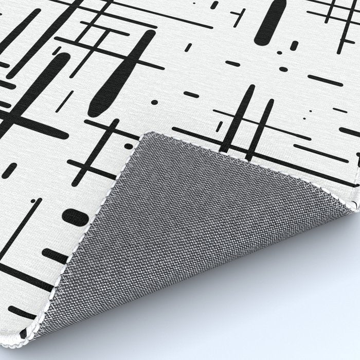 Mid-Century Modern Kinetikos Pattern Black and White Rug Gallery Image 4