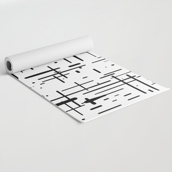 Mid-Century Modern Kinetikos Pattern Black and White Yoga Mat Gallery Image 2