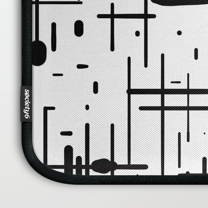 Mid-Century Modern Kinetikos Pattern Black and White Laptop Sleeve Gallery Image 3