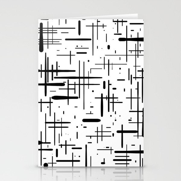 Mid-Century Modern Kinetikos Pattern Black and White Stationery Card Gallery Image 1