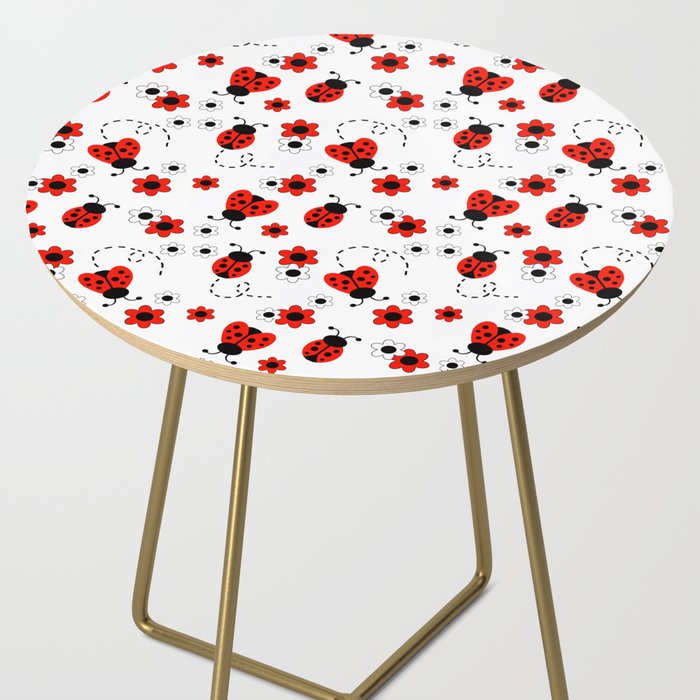 Red Ladybug Floral Pattern Side Table Gallery Image 2