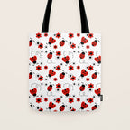 Red Ladybug Floral Pattern Tote Bag Gallery Image 1