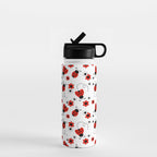 Red Ladybug Floral Pattern Water Bottle Gallery Image 1