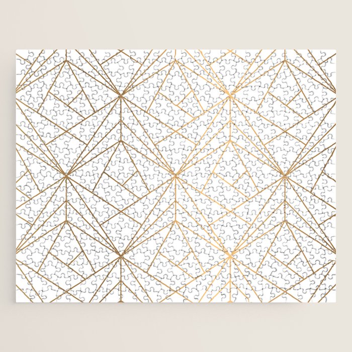 Geometric Gold Pattern With White Shimmer Jigsaw Puzzle Gallery Image 1