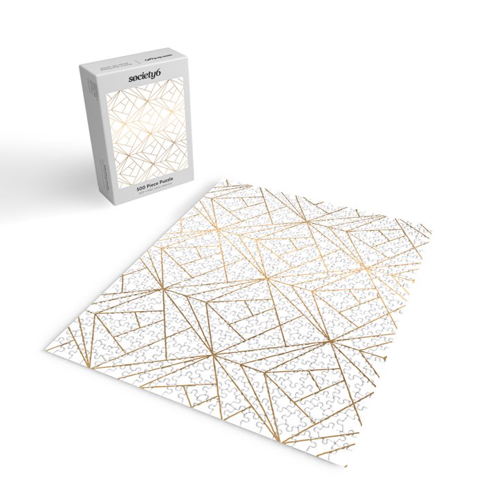 Geometric Gold Pattern With White Shimmer Jigsaw Puzzle Gallery Image 2