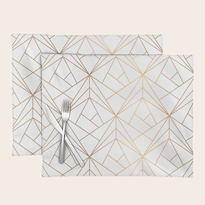 Geometric Gold Pattern With White Shimmer Placemat Gallery Image 1