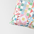 Christmas Geometric Patchwork Joy Watercolor Holiday Quilt Pattern Pillow Sham Gallery Image 4