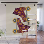 Retro Roller Skates - Fuchsia & Orange Wall Mural Gallery Image 1