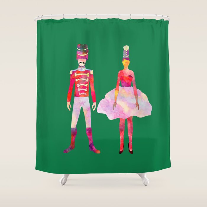 Nutcracker Ballet - Candy Cane Green Shower Curtain Gallery Image 1