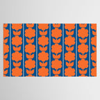 Eclectic Floral Jonnty Flowers and Stripes Orange and Blue Pattern Tablecloth Gallery Image 2