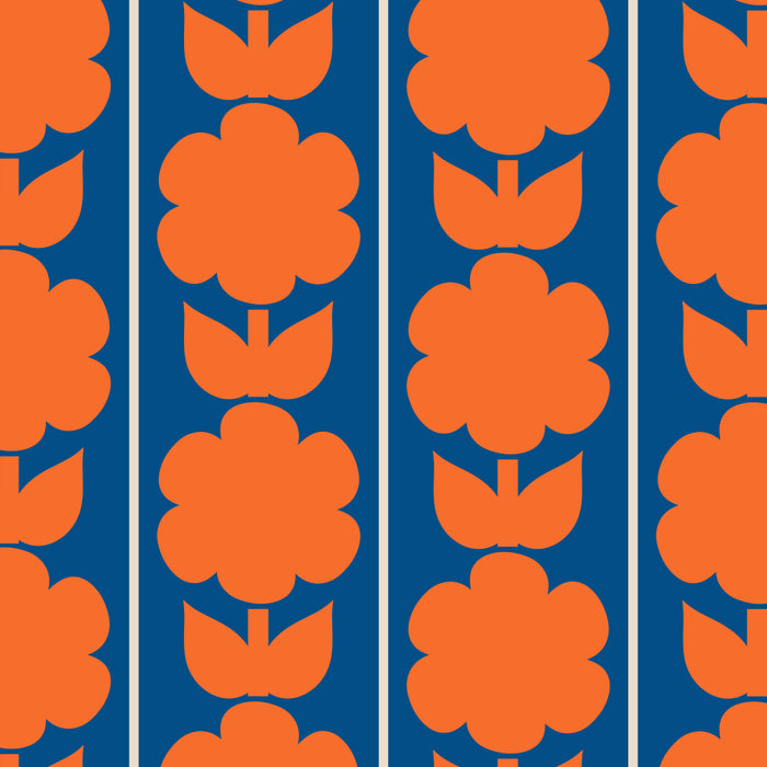 Eclectic Floral Jonnty Flowers and Stripes Orange and Blue Pattern Coffee Mug Gallery Image 2